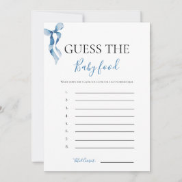 パステルブルーボウ推測ベビーフードゲームカード 招待状