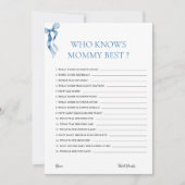 パステルブルーボウ知り合いママ赤ちゃん最高のシャワー知り 招待状 (正面)