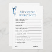 パステルブルーボウ知り合いママ赤ちゃん最高のシャワー知り 招待状 (正面/裏面)