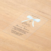 パステルブルーボウ | バプテスマ アクリル招待状 (レイダウン)