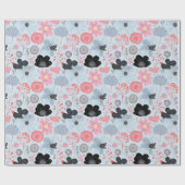 パステルブルーボタニカル調和ラッパ ラッピングペーパー (フラット)