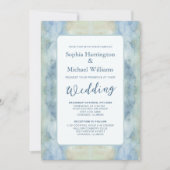 パステルブルーボホデジタルウェディングQRコードを招待 招待状 (正面)