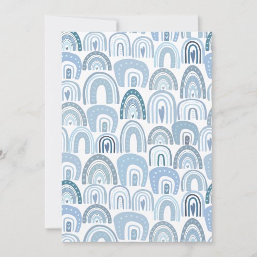 パステルブルーボホレインボーファースト誕生日 招待状 (裏面)