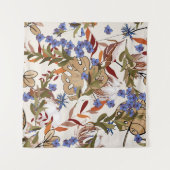 パステルブルーミングフラワーズリリー葉に緑のリリー。再 タペストリー (正面(横))