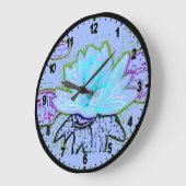 パステルブルーミングブルーロータスパステルアラデザイナーアート ラージ壁時計 (傾斜)