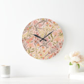 パステルブルーミング花ヴィンテージ模様 ラージ壁時計 (ホーム)