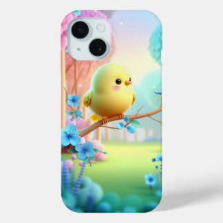 “パステルブルーム - エレガントなフラワーフォンケースデザイン” iPhone 15ケース