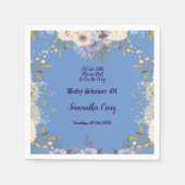 パステルブルーリトルフラワーバッドフローラベビーシャワー スタンダードカクテルナプキン (正面)