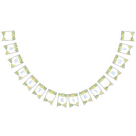 パステルブルーレモン甘い男の子ベビーシャワー バンティングフラッグ