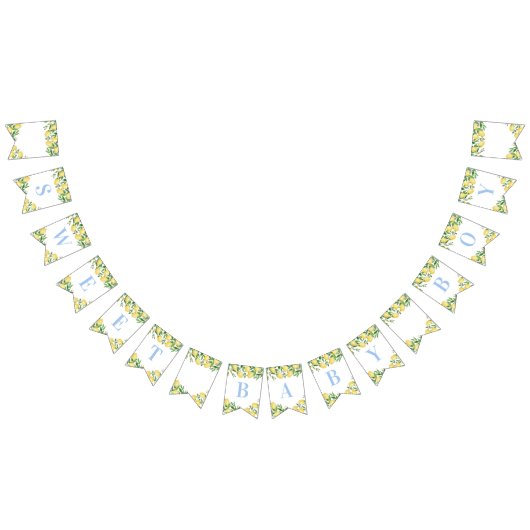 パステルブルーレモン甘い男の子ベビーシャワー バンティングフラッグ (全)