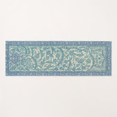パステルブルーヴィンテージアラビアラグボタニカルパターン ヨガマット (正面(横))