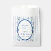 パステルブルーヴィンテージストライプのガーデンベビーシャワー フェイバーバッグ (正面)