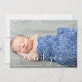 パステルブルー写真ありがとう赤ちゃんシャワーありがとう サンキューカード (正面)