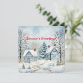 パステルブルー古ファッションドいコテージが冬に シーズンカード (スタンド正面)