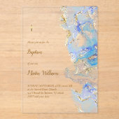 パステルブルー大理石バプテスマ アクリル招待状 (正面)