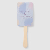 パステルブルー抽象芸術アート ハンドファン (正面)