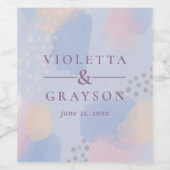 パステルブルー抽象芸術アート ワインラベル (シングルラベル)