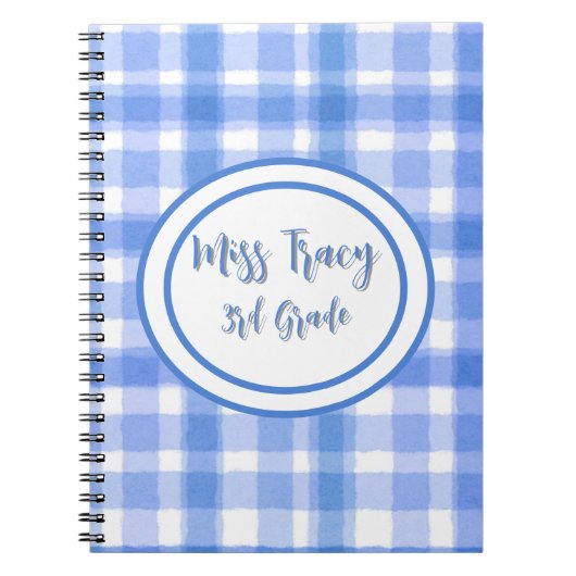 パステルブルー格子カスタムノート ノートブック (正面)