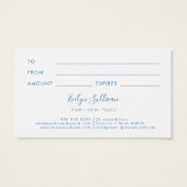 パステルブルー水カラーグリッターギフトカード (裏面)