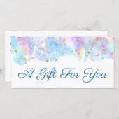 パステルブルー水カラーグリッターギフト券 (正面/裏面)