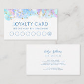 パステルブルー水カラーグリッターロイヤリティカード 名刺 (正面/裏面)