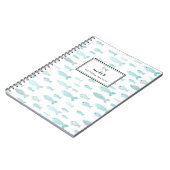 パステルブルー水彩魚の模様パーソナライズされた ノートブック (左側)