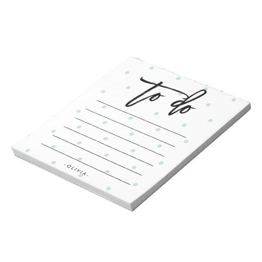 パステルブルー水玉模様とタイポグラフィの一覧 ノートパッド (回転)