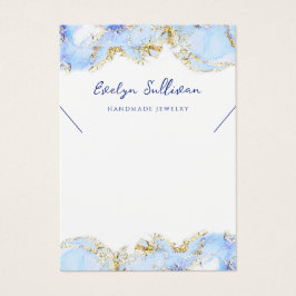 パステルブルー流体大理石ネックレス表示カード