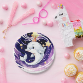 パステルブルー海ドルフィン誕生日 ペーパープレート