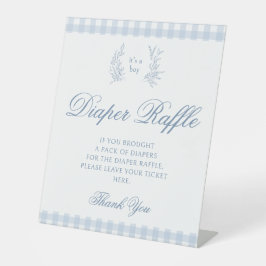 パステルブルー男の赤ちゃんシャワーおむつラッフルサイン 台座サイン
