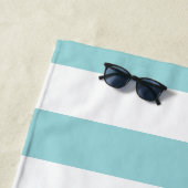 パステルブルー白パタストライプのーン ビーチタオル (インサイチュ)