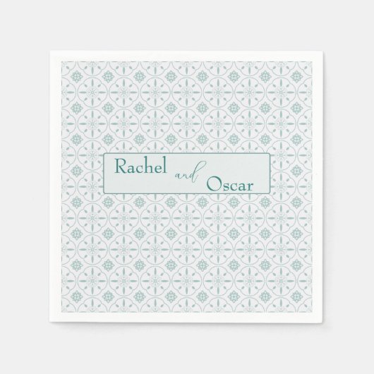 パステルブルー結婚パターン スタンダードカクテルナプキン (正面)