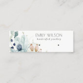 パステルブルー緑の葉バンチイヤリングディスプレイ スキニー名刺 (正面)