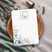 パステルブルー緑の葉バンチイヤリングディスプレイ