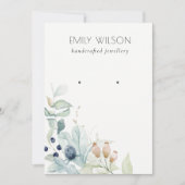 パステルブルー緑の葉バンチイヤリングディスプレイ 招待状 (正面)