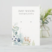 パステルブルー緑の葉バンチイヤリングディスプレイ 招待状 (スタンド正面)