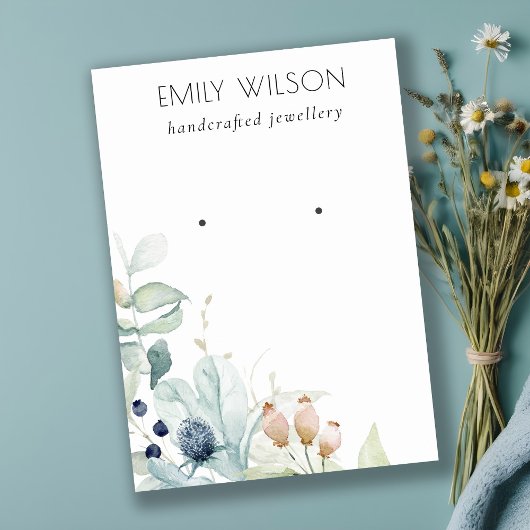 パステルブルー緑の葉バンチイヤリングディスプレイ 招待状