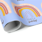 パステルブルー肯定引用文ボホレインボー ラッピングペーパー (ロールコーナー)