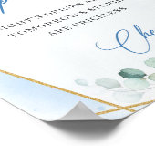 パステルブルー花金ゴールドフレームeucalyptus openバー ポスター (角)