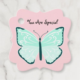 パステルブルー蝶オンライトピかわいらしンク フェイバータグ