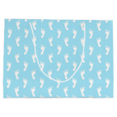 パステルブルー行のベビー足 ラージペーパーバッグ (裏面)