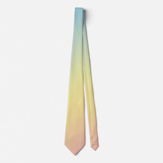 パステルブルー、イエロー、ピンクのトリプルグラデーション ネクタイ (正面)