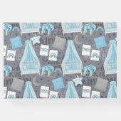 パステルブルー&グレーベビー子供部屋シーン ゲストブック (裏面)