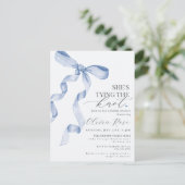 パステルブルー コケット ボウ ブライダルシャワーの招待状 ポストカード (スタンド正面)