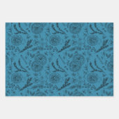 パステルブルー&ネイビーウォームウィンタークリスマスアート ラッピングペーパーシート (正面2)