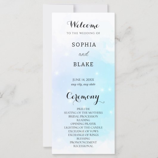 パステルブルー&パープルきらめく結婚式 プログラム (正面)