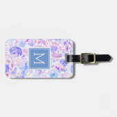 パステルブルー&パープルカスタムフローラモノグラムの ラゲッジタグ (正面横)