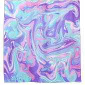 パステルブルー&パープルマーブルリキッドテクスチャ シャワーカーテン (正面)