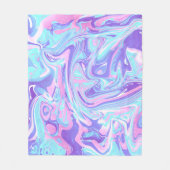 パステルブルー&パープルマーブルリキッドテクスチャ フリースブランケット (正面)