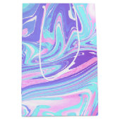 パステルブルー&パープルマーブルリキッドテクスチャ ミディアムペーパーバッグ (正面)